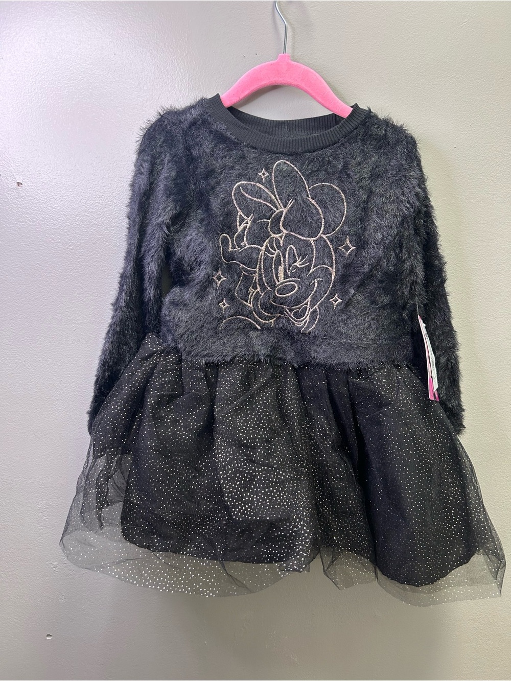 Disney Black Fuzzy Minnie Mouse Tulle Dress
